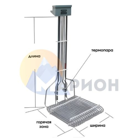 ТЭН фторопластовый, PTFE оболочка, модель 3HXOL, 6000 Вт, 220 В, 460 мм